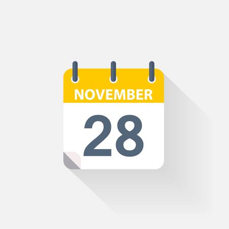 28 november calendar icon on grey backgroundの写真素材