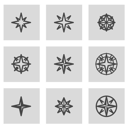 Vector line wind rose icons set on grey backgroundのイラスト素材
