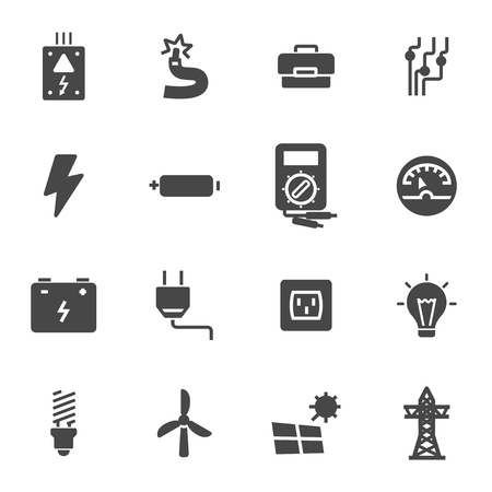 Vector black electricity icons.のイラスト素材