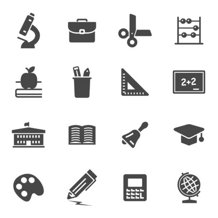 Black education icons set on white backgroundのイラスト素材