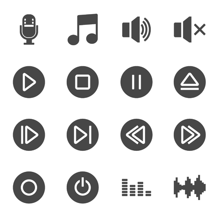 Vector black sound icons set on white backgroundのイラスト素材