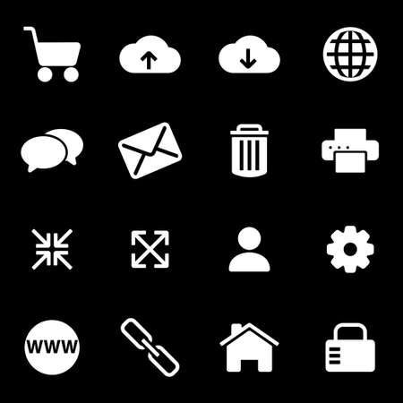 Vector white web icons set on black backgroundのイラスト素材
