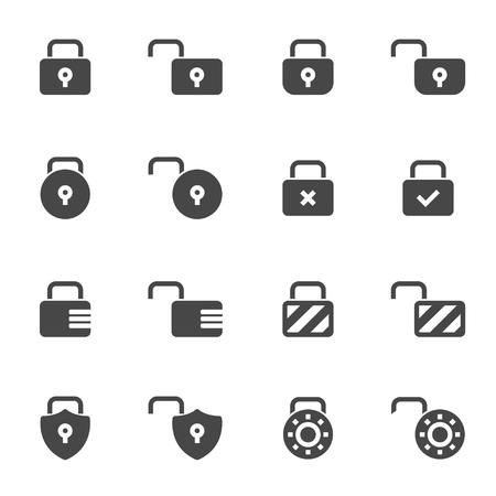 Vector black locks icons set on white backgroundのイラスト素材