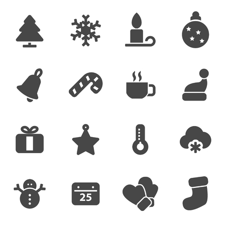 Vector black winter icons set on white backgroundのイラスト素材