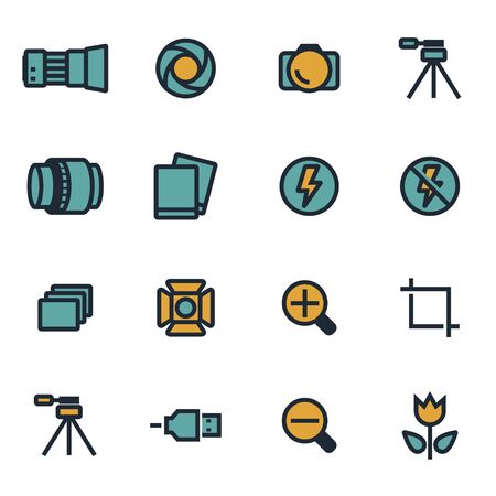 Vector flat photo icons set on white backgroundのイラスト素材