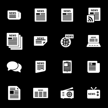 White news icons setのイラスト素材