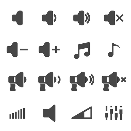 A Vector black speaker icons set on white background.のイラスト素材