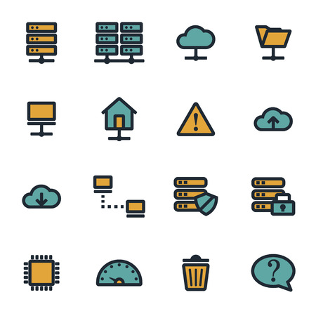 Vector flat ftp icons set on white backgroundのイラスト素材
