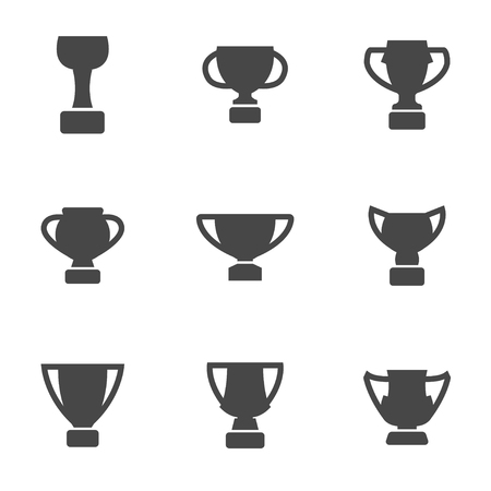 Vector black trophy icons setのイラスト素材