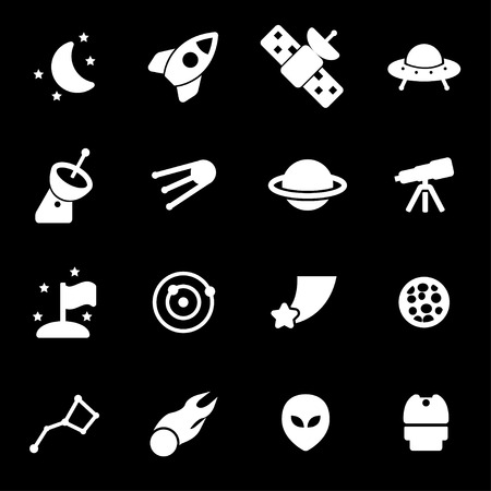 Vector white space icons set on black backgroundのイラスト素材