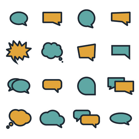 Vector flat speech bubbles icons set on white backgroundのイラスト素材