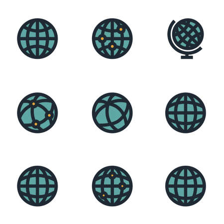 Vector flat world map icons set on white backgroundのイラスト素材