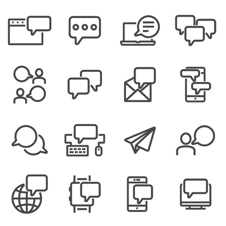 Vector line icons set. Communication, speech bubble, message symbolsのイラスト素材