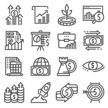 Vector Investment icons set. Money, finance banking illustrationのイラスト素材
