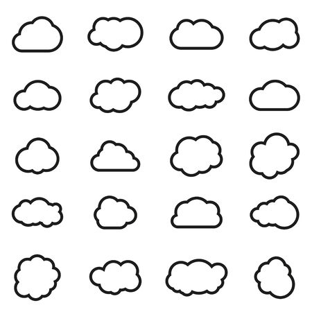 vector line cloud shapes set icons on white backgroundのイラスト素材