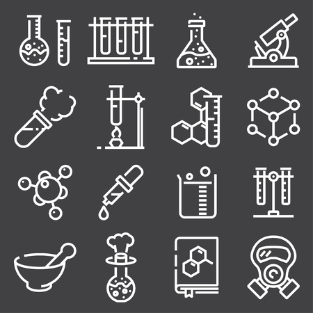 Chemistry icon set. Collection of science silhouette iconsのイラスト素材