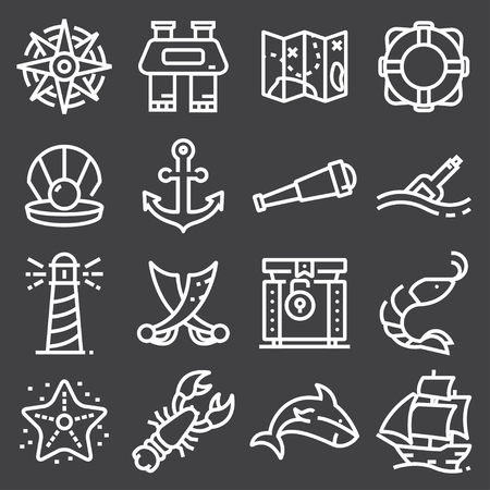 Nautical vector illustration icon set.のイラスト素材
