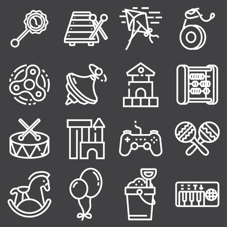 Toys icon collection silhouette illustration on black background.のイラスト素材