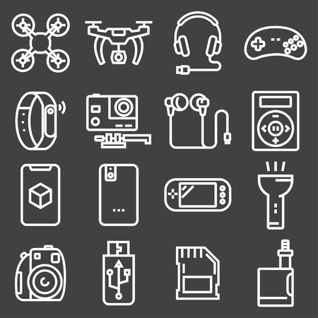 Set of electronic devices on gray background Vector illustration.のイラスト素材