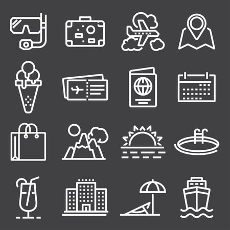 Travel and tourism icon set on gray backgroundのイラスト素材