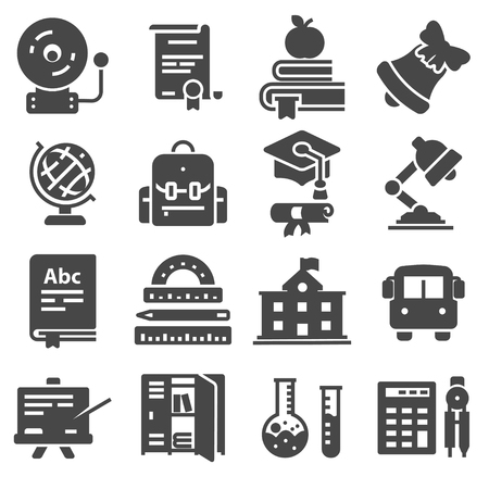 Icon collection - School education set on white background.のイラスト素材