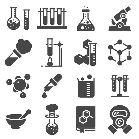 Collection of science silhouette icons. 16 high qualityのイラスト素材