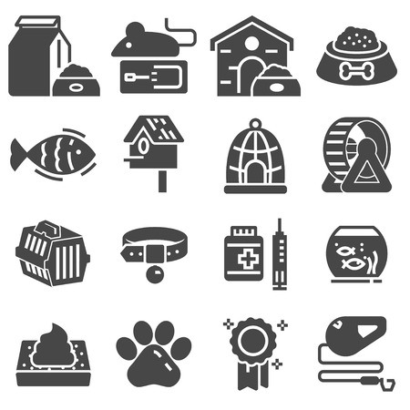 Pet Web Black Icon Set. Vector illustrationのイラスト素材
