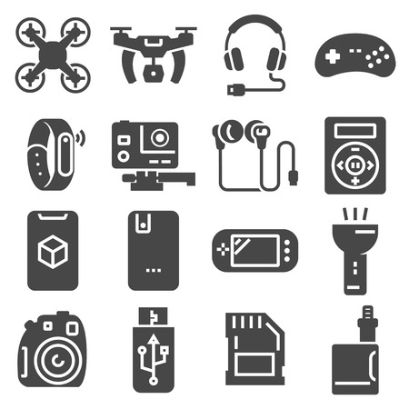 Set of vector black devices icons on white backgroundのイラスト素材