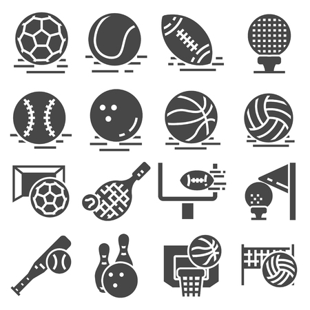Sport balls set on black background. Vector illustration.のイラスト素材