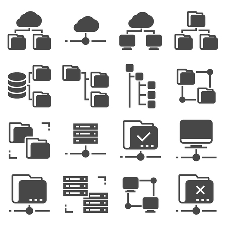 Vector Gray Folder Tree Icons setのイラスト素材