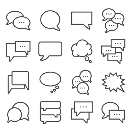 Vector line Speech bubbles icons set on white backgroundのイラスト素材