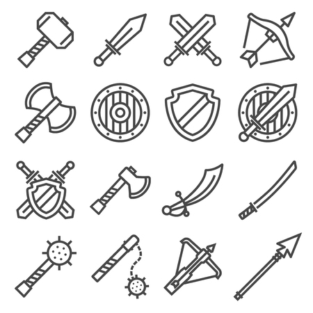 Vector set of fighting knight swords iconsのイラスト素材