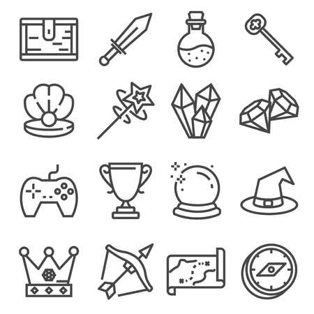UI icon set. Gaming line elements set.のイラスト素材