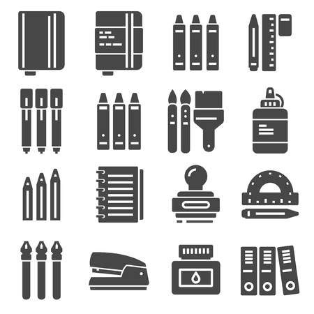 Office things, thin gray icons set, vector illustrationのイラスト素材