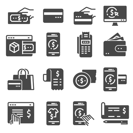 Payment icons set. Transaction, Credit Card, Online Shoping, Wallet and moreのイラスト素材