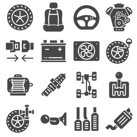 Car Parts Icons Set on White Background. Vector illustrationのイラスト素材