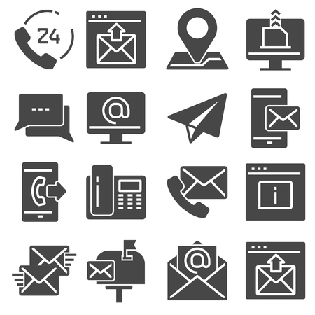 Contact us gray icons for web and mobile app. Vector illustrationsのイラスト素材
