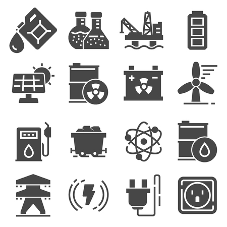 Energy related gray icons. Power vector icon setのイラスト素材