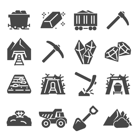 Coal mining factory industry icons set. Style stock vectorのイラスト素材