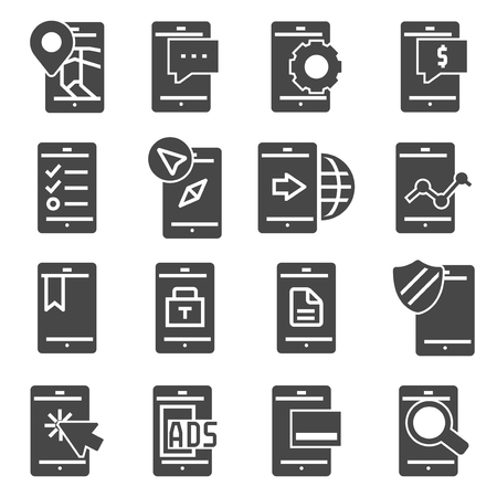 Minimal Set of Mobile Phone Gray Iconsのイラスト素材