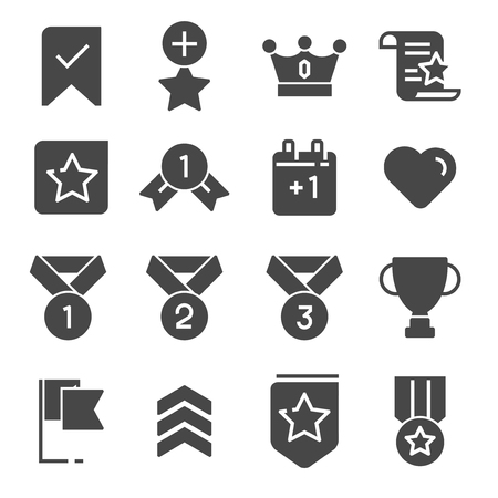 Vector Gray Votes and Rewards icons set on white backgroundのイラスト素材