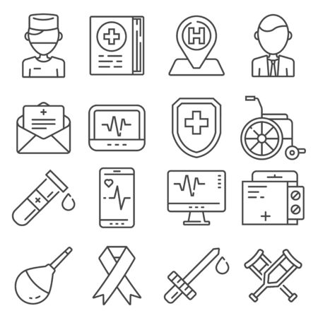 Medical line icons set on white backgroundのイラスト素材