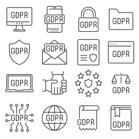 General Data Protection Regulation GDPR Personal data protection Icons setのイラスト素材