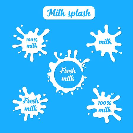 Vector illustrations milk label, yogurt, cream iconsのイラスト素材