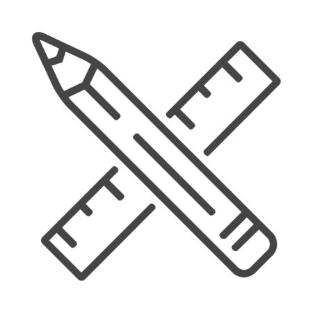 Pencil and ruller line icon on white backgroundのイラスト素材