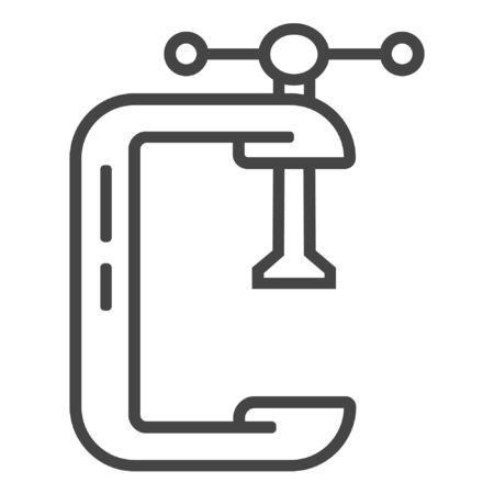 C clamp compress line icon on white backgroundのイラスト素材