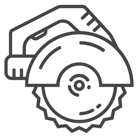 Carpentry, circular saw, industrial saw line icon on white backgroundのイラスト素材