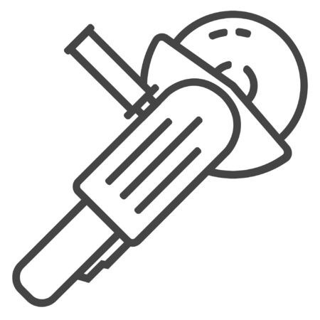 Carpentry cutting tool hand saw circle saw line icon on white backgroundのイラスト素材