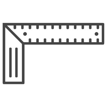 Angle ruler, square ruler line icon on white backgroundのイラスト素材