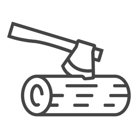 Cutting tree with hand saw line icon on white backgroundのイラスト素材